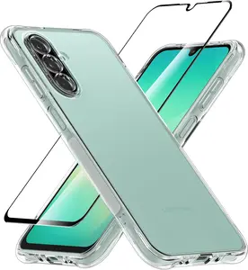 Case for  Galaxy A26 5G + Screen Protector Tempered Glass, Clear Phone Case Reinforced Corner Shockproof Flexible TPU  Cover for Galaxy A26 5G - Transparent