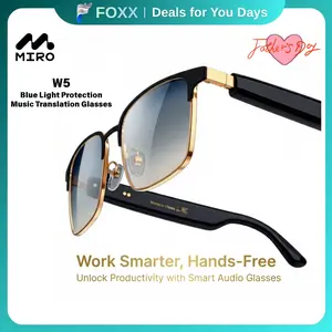 【W5】MIRO Smart Audio Glasses (Lifetime FREE Membership)  – 10-Hour Battery, Blue Light Filter, Stereo Audio – Wireless Wearable Headphones for Meetings, Work, Travel & Daily Entertainment, Ideal Gift for Professionals & Tech Lovers