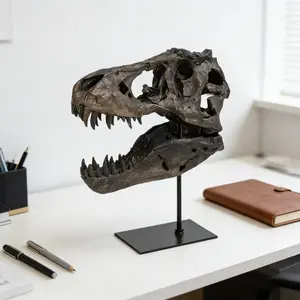 🦖 Dinosaur Statue – Indoor/Outdoor Decor, Home Decor Statue, Decorative Sculptures | Weatherproof Resin T-Rex Skeleton Replica ✨ Handmade Realistic Bone Texture, No Power Needed! Desktop Statue, Figurine