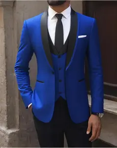 VYX Men's Slim Fit 3-Piece Tuxedo Set - One Button Shawl Collar Solid Jacket, Vest & Pants for Groom, Party & Casual Events wedding tuxedo