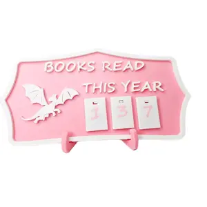 Books Read This Year Shelf Tracker - Hanging Mini Book Counter with Numbered Charms & Stand - Compact Design for Reading Progress Tracking - Ideal for Bookish Decor and Gifts for Readers durable 3d-printed material-bnc3d