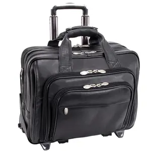212 MAIN 4318 Gold Coast Full Grain Cashmere Napa Leather Laptop Case - Detachable-Wheeled, with Shoulder Strap, Front Organizer, and Zipper Closure
