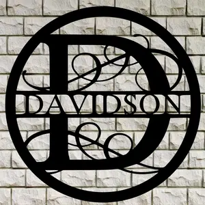 Circular Fancy Script Split Letter Monogram