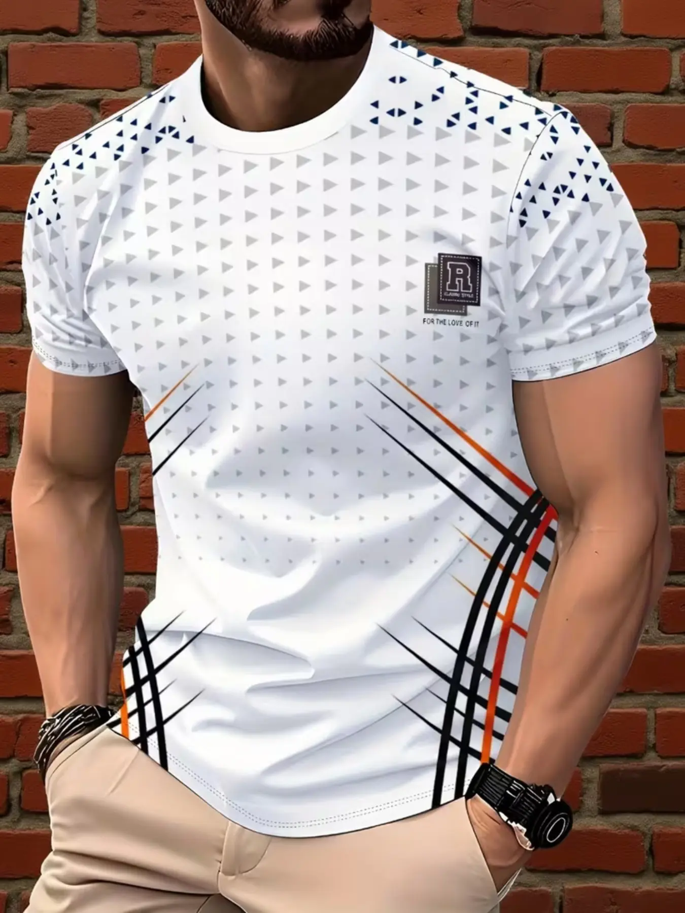 Men's Fashion Streetwear 3D Print T-Shirt, Regular Fit Short Sleeve Round Neck, Breathable Summer Casual Wear, Comfortable Fabric