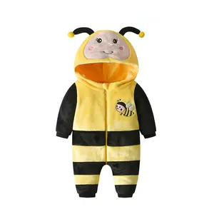 0-24 Months Baby Boys and Girls Animal Role-Playing Costume Cartoon Ladybug/Bee Hooded Long-Sleeve Halloween Costume autumn winter girl