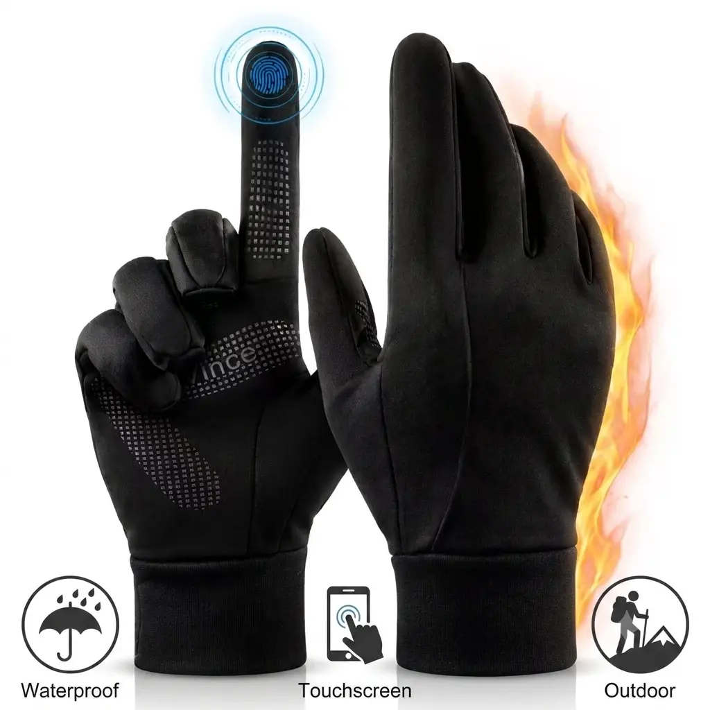 Winter Gloves for Men Women, Stylish Touch Screen Thermal Gloves Black, Windproof Water Resistant Cold Weather Gloves with Warm Liner, Full Finger Gloves for Driving Running Walking Hiking Daily Wear & Winter Gifts