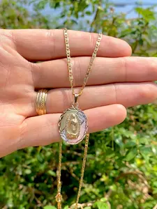 Virgin Mary Necklace Pendant Virgen de Guadalupe Chain for Womens Mens Catholics Jewelry