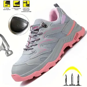 Work Safety Shoes For Women - Anti-Smash, Puncture-Resistant, Lightweight, Comfortable, Breathable, Outdoor Construction Site, Hiking,  Nurse Shoes