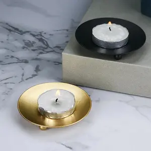 1pc Gold Black American style candle holder candle dish small candle holder iron tray holder round metal wedding props1PC
