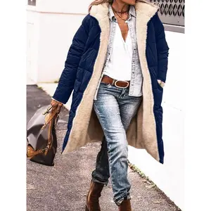 Plus Size Women's Fashion Plain Pocket Zipper Hooded Winter Lamb's Wool Coat, Casual Long Sleeve Reversible Cotton Jacket, Suitable for Daily Outdoor Wear Outerwear, Women's Winter Clothing Lamb's Wool Cotton Coat Coat Can be used with raincoat