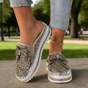 Women's Fashion Flat Shoes Casual Comfort Daily Footwear Classic Walking Shoes with Bow Detail