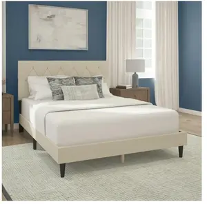 Hillside Diamond Tufted Upholstered Queen Platform Bed Ivory with Modern Design and Comfortable Features