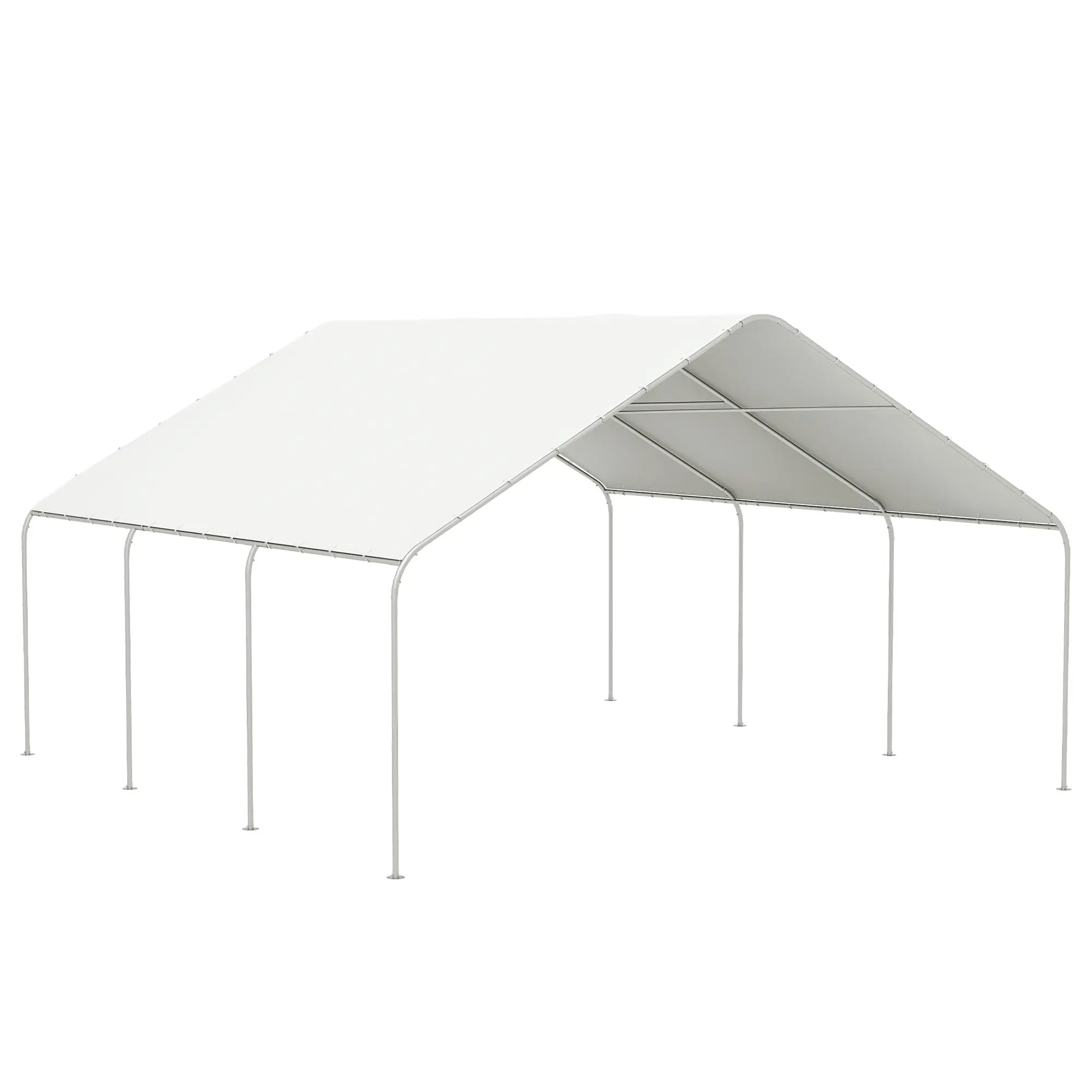 Outsunny Heavy Duty Portable Carport Tent - 19x19.5 ft Rectangular Vehicle Shelter with 8 Galvanized Steel Legs, Open Design, Water Resistant Protection, Sun Protection, Stops Sun Damage, Dust Reduction, Rain Car Covers & Shelters for Car, Truck, Decrease