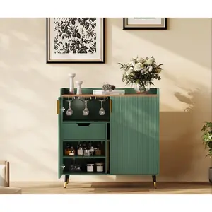 Garvee Modern Fluted Sideboard Buffet Cabinet with Drawers, Wine Rack, and Glass Holders for Kitchen, Dining Room, Living Room, and Liquor Storage