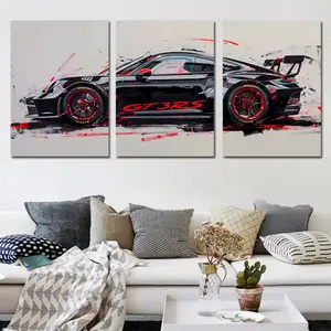 Fashion Trending Super GT3 RS Car Graffiti Wall Art, Artistic HD Frameless Canvas Print Poster, Suitable for Modern Decor, Home, Living Room, and Room Decor