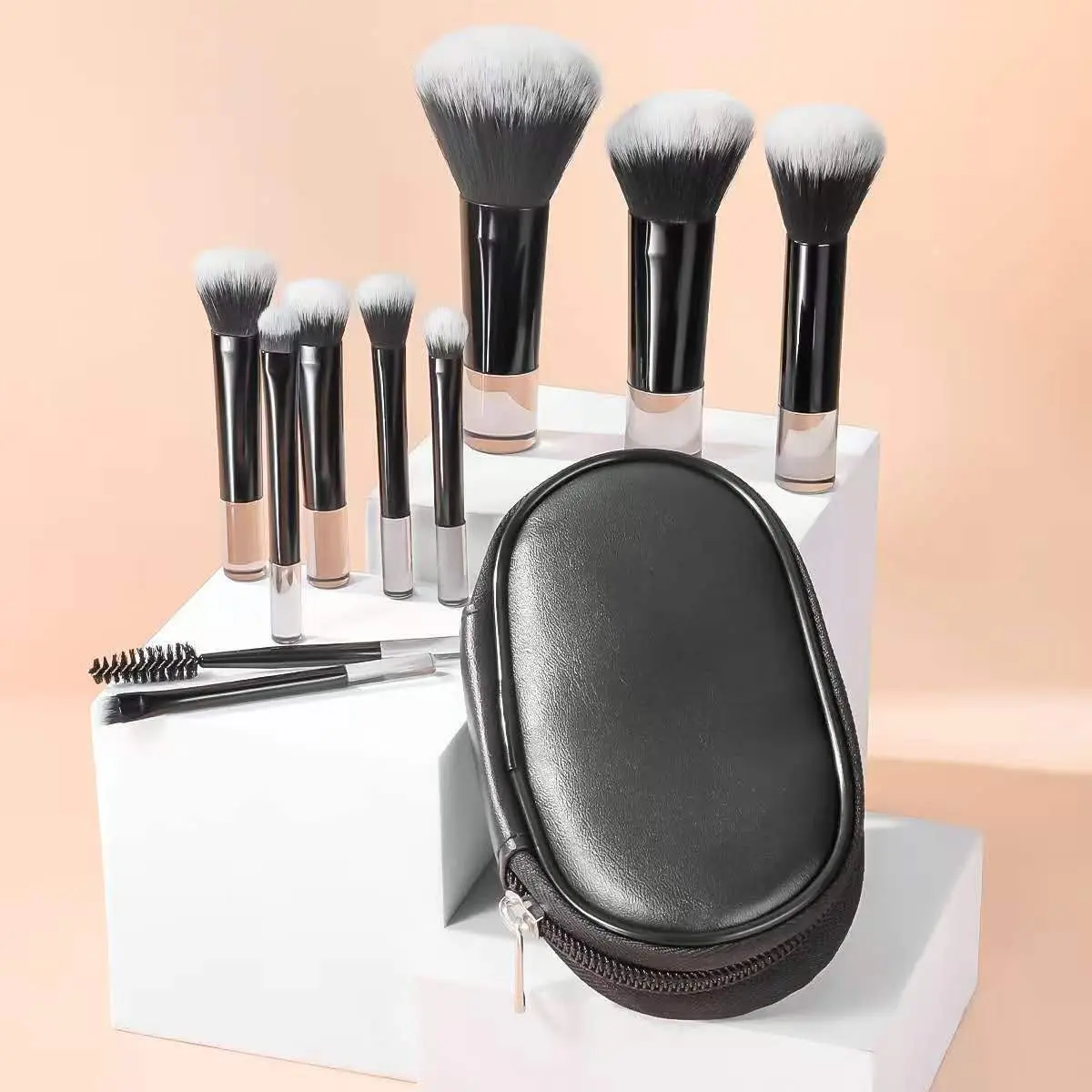10 Mini Makeup Brushes Set with 1 Makeup Bag, Cosmetic Brush Set, Brush Kit, Portable & Compact Design, Ideal for Travel & Daily Use, Essential Beauty Tools, Cosmetics Brushes Set