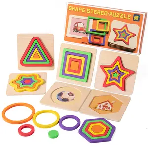 Hatwoo Interactive Wooden Puzzle Board， Colorful Geometric Shapes Educational Toy, Fine Motor Skills Development, Hand-Eye Coordination, Birthday Holiday Gift, Playful Design