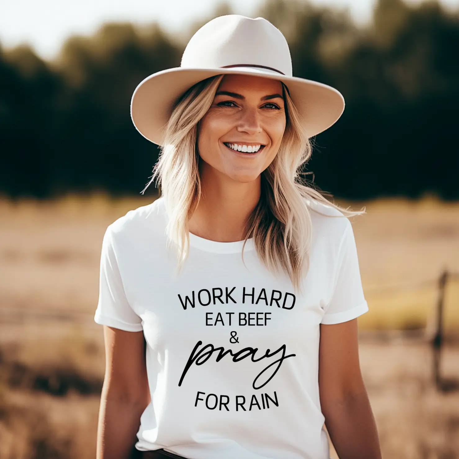 Work Hard Eat Beef Graphic T-Shirt