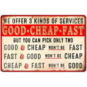 Vintage Metal Tin Sign 8x12 Inches Good Cheap Fast Retro Office Decor Matte Print Room Wall Art for Home Garage Bar Cafe Man Cave wall art sign durable iron wall art metal wall sign Vintage Metal Tin Sign 