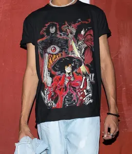 Ultimate Vampire Graphic Tee, Alucard Hellsing Shirt, Anime Pentagram Design, Unisex Hellsing Apparel