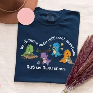 Comfort Colors Autism Dinosaur Inclusion T-shirt, Autism Awareness Graphic T-shirt, Neurodiversity Mental Health T-shirt, SPED Teacher Gift Shirt