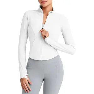 Outdoors & sports G4Free Workout Jackets for Woman BareFeel Cropped Zip Up Athletic Running Jacket Slim Fit Yoga Tops with Thumb Holes
