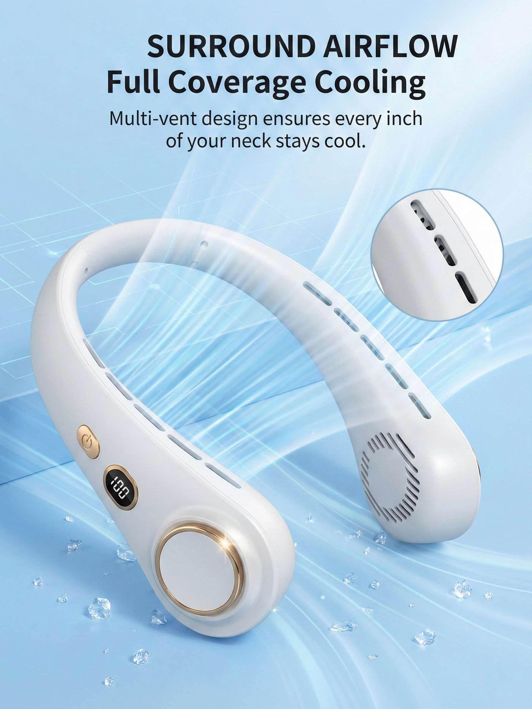 Portable neck Fan, Hanging neck Fan, Portable USB Fan, Outdoor Fan, Mini Fan, Wearable Personal Fan, 5-speed adjustable USB neck Fan, summer must-have, home, office, outdoor, beach and travel