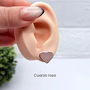 950 Silver Heart Earrings With Natural Stone - Luxurious Elegant Design for Special Occasions & Everyday Wear