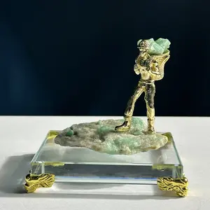 Beautiful Natural Gemstones Mineral Crystal Emerald Rock Metal Miner Display