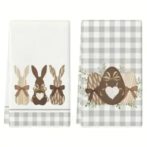 Easter Bunny Kitchen Towels Set of 2, Dish Drying Cloths, Hand Towels, Kitchen Decor, Neighbors Gift, Moving Gift, Mom Gift, Friend Birthday Gift