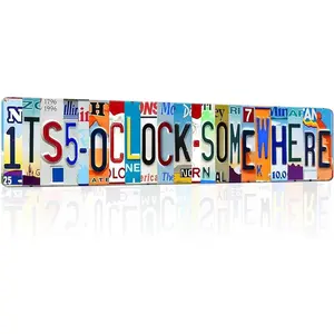 Outdoor Bar Decor Its 5 O'clock Somewhere Sign Vintage Bar Signs For Home Bar Wall Accessories Patio Metal Signs Garage Tin Sign Funny Street Signs For Bedroom Decorations 4x16inch Decorative Plaque 01