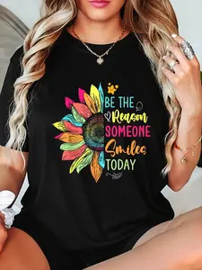100% Cotton Unisex Motivation Be The Reason Someone Smiles Today Inspired Gifts T-Shirt