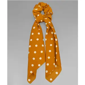 •Dot Print Ponytail Scrunchie - Mustard