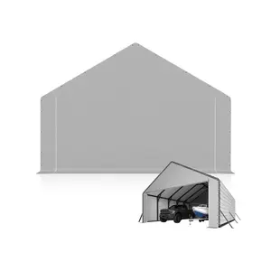 Garvee Door Panels with Zippers Tarp for Metal Carports, Available in Gray and White, Fits 20x25ft and 20x20ft Sizes, Includes 2 Door Panels and 40 Ball Bungees for Secure Installation