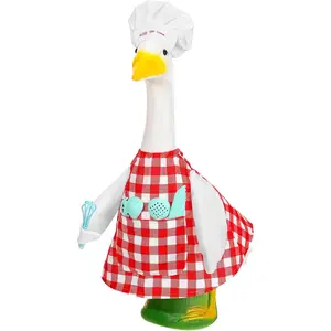 Chef Goose Outfits Porch Goose Statue Clothes 23" Lawn Cement Goose Decor Costume Yard Patio Party Decoration