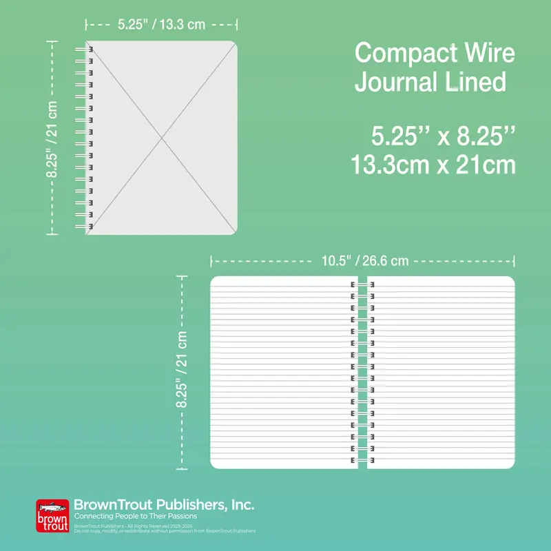 Black Floral | 5.25 x 8.25 Inch Compact Wire Journal | Non-Dated | Foil Stamped Cover | BrownTrout | Planning Stationery Diary 5