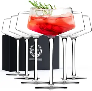 Martini Glasses Set of 6, 8Oz Coupe  Glasses, Hand Blown    Glass for Bar, Martini, Cosmopolitan, Manhattan