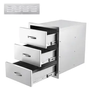 Outdoor Kitchen Drawers 14"Wx23"Dx21"H, Flush Mount Access BBQ Drawers with full Stainless Steel,Weatherproof & Rust-Resistant,for Outdoor Kitchen Island, Patio Grilling Tools & Spices