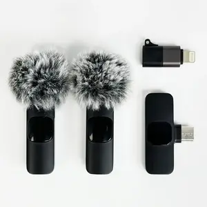 Wireless mini Microphone for iPhone/Smartphone, Usb rechargeable mic, 2 Mini Lapel Microphones with Clearer Audio for Video Recording, Interview, Vlog, Noise Reduction Stereo Wireless vlogging tools handheld audio