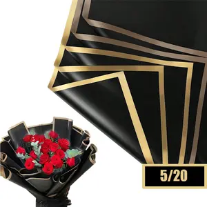 Flower Packaging Paper Waterproof Dual-Sided Rose Gold Edges Korean Style DIY Craft Gift Wrapping Decorations for Valentine's Day Mother's Day Birthday Christmas