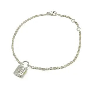 Pre-owned Louis Vuitton Sterling Silver 925 (Ag925) Small Leather Goods Silver Bracelet
