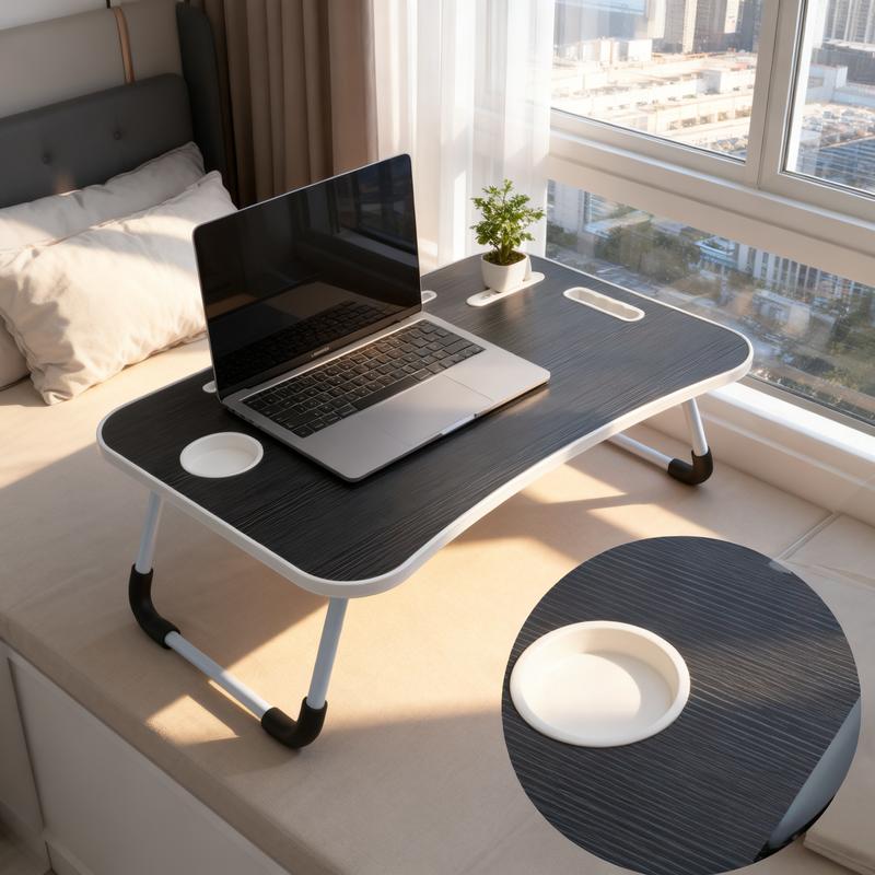 Portable Laptop Desk for Bed & Couch, Foldable Lap Desk with USB Charging Port & Storage Drawers, Compact Small Space Laptop Table for Home Office, Remote Work, Study & Gaming