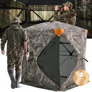 fathersdaygift VEVOR Hunting Blind, 270 See Through Ground Blind, 1-2 Person Pop Up Deer Blind for Hunting with Carrying Bag, Portable Resilient Hunting Tent, One-Way See-Through Mesh for Turkey and Deer Hunting
