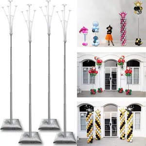 Balloon Stand Kit - 4 Set Balloon Arch with 9 Feet Adjustable Design, Ballon Column Tower with Weights Base & Pole, Ideal for Parties