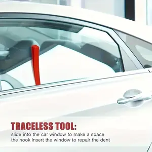 Curved wedge-shaped tool for repairing window indents and creases, wedge-shaped tool for car doors, indented area repair tool, plastic chisel and scraper for car body and DIY gloves, suitable for home use, Automotive Repair Tools