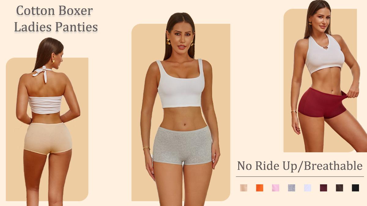 FINETOO 8 Pack Cotton Full Coverage Boyshort Underwear for Women Breathable Plain Boxer Briefs Comfy Elastic Ladies Panties SpringStatements
