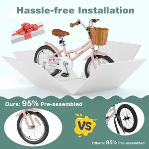 COSTWAY - 16 Inch Kids Bike Retro Bicycle with Adjustable Height and Basket for Ages 4-7 Years Old-16 inches