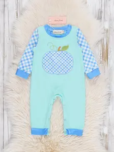 Embroidered Gingham Grove Pumpkin Romper