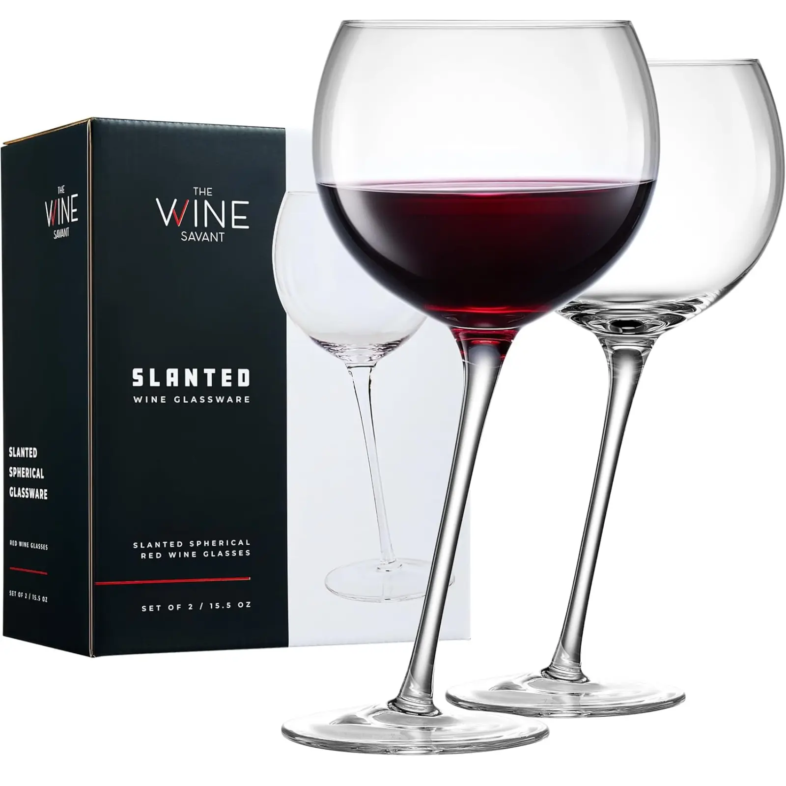 Drunk and Tipsy Funny Leaning Wine Glasses - Set of 2-15.5OZ Unique Wine Glasses for Red or White Wine - Humorous Novelty Drinkware for Parties, Bars, and Home Gift Idea - Dishwasher Safe Glassware