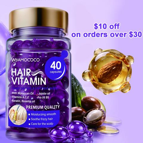 Rosehip & Argan Oil Infused Vitamin Hair Capsules - Save $10 on $30, Daily Haircare, Hydrate & Lock Moisture, No-Rinse Single Capsule, Wavy Hair Compatible, Dry/Wet Application for Glossy Smooth Resilient Tresses